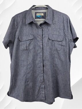 Magellan Outdoors Blue Textured Short Sleeve Shirt-fits like a XL - Size XXL